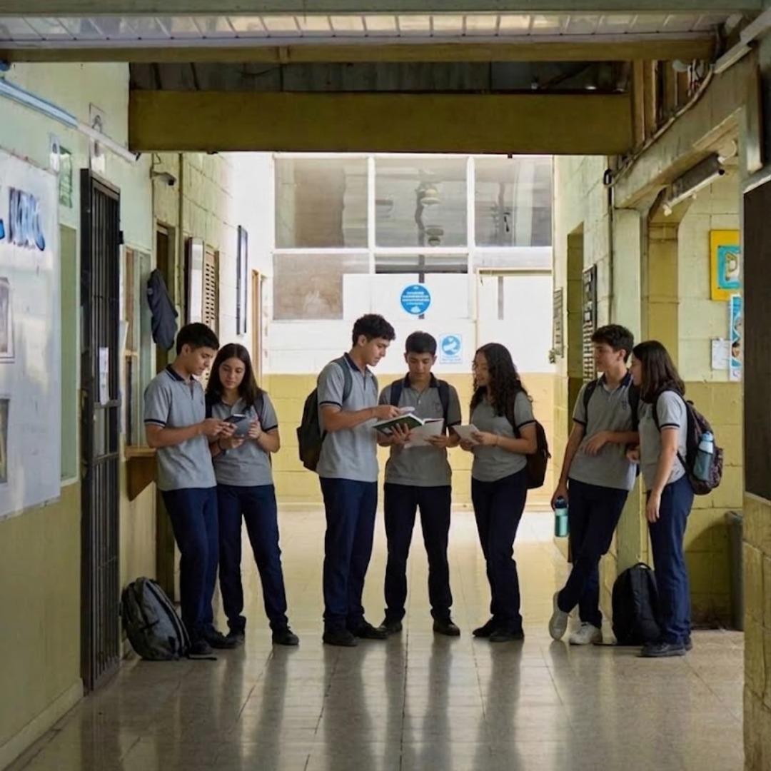 Estudiantes en el pasillo